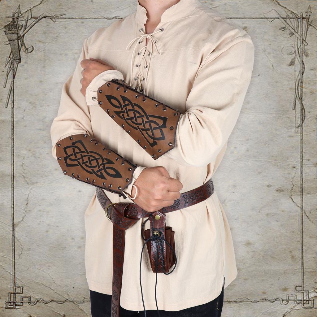 Knight Arm Gauntlets Leather Belt  Vintage Arm Guards Halloween Cosplay Costume