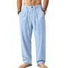 Men S Loose Straight Leg Drawstring Casual Linen Blend Long Pants