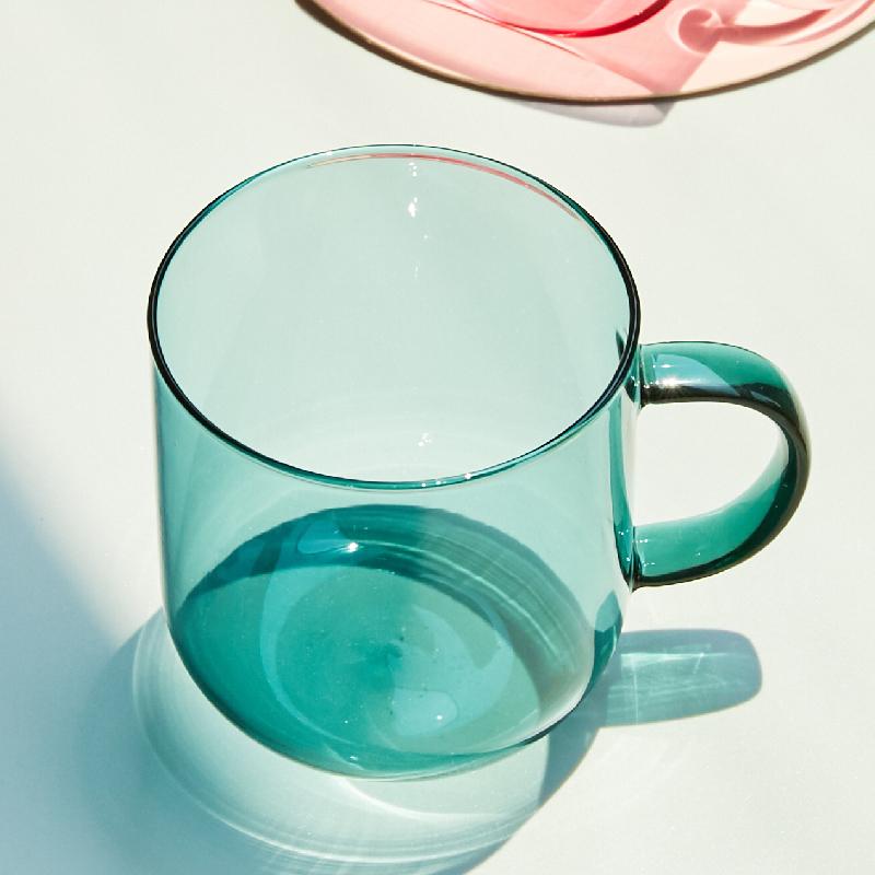 Hitzebeständiges Glas Bunte Kaffeegläser mit Henkel Haushalt Milch Frühstückstasse Nordisch Modern Becher Trinkgläser