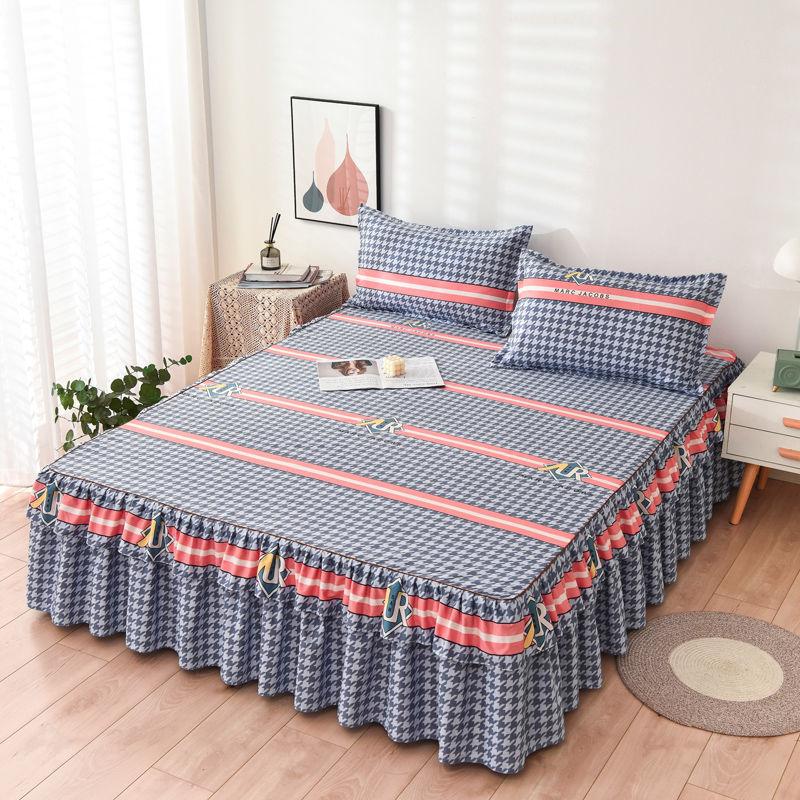 3 stücke Haut-freundliche Schleifen Bett Rock Schlafzimmer Student Wohnheim Kissenbezug Quilt Abdeckung Bettdecke Bettwäsche
