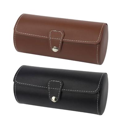3 Slots Watch Roll Travel for Case Chic Portable Vintage Leather Display Watch Storage Box with Slid In Out Watch Organi