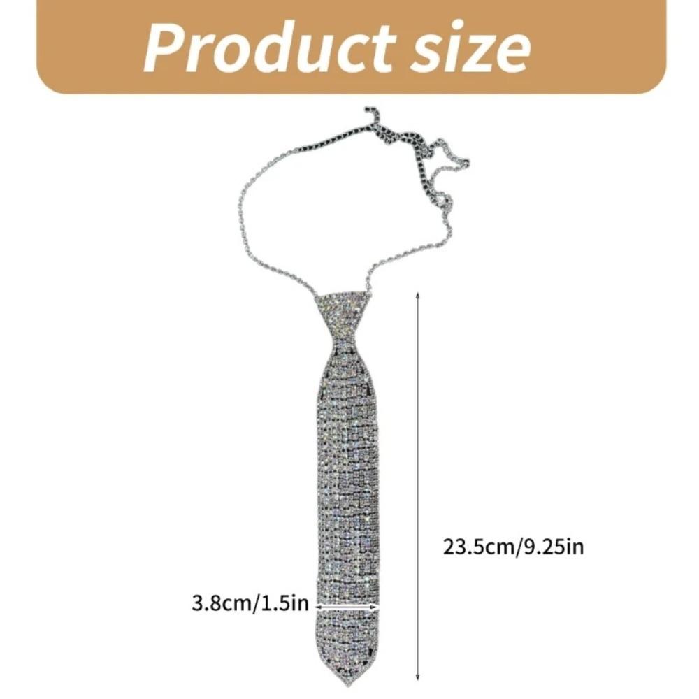 Retro Crystal Necktie Colorful Music Festival Necktie  Club Party Necklace Costume Neckwear