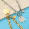 Luxury European & American Style Hip Hop Stainless Steel Chunky Chain Necklace with Round Tag & OT Buckle