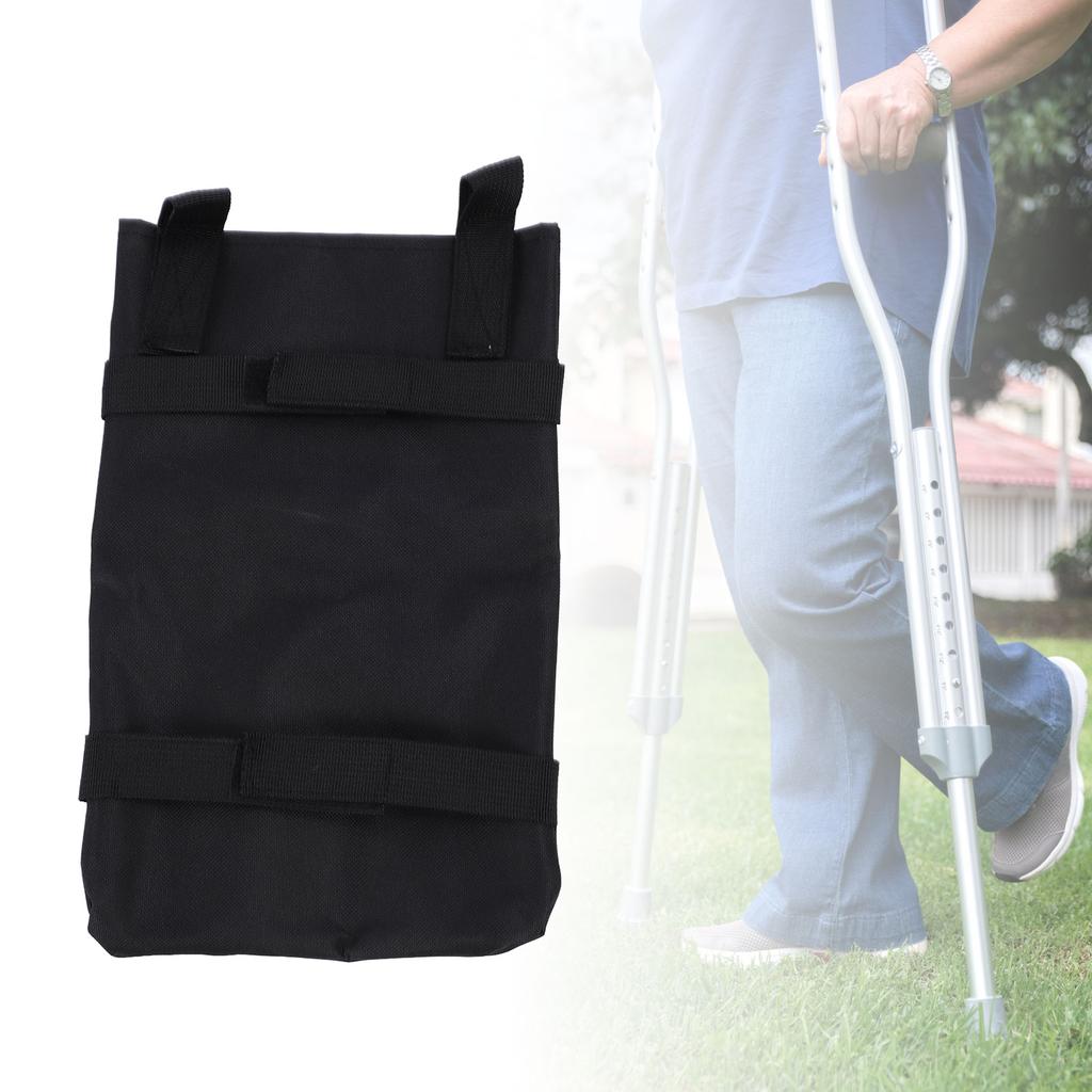 Bolsa para Muleta Tecido Oxford Fixação com Alça Multifuncional Portátil Bolsa para Muletas 7,87x11,81 pol Preta