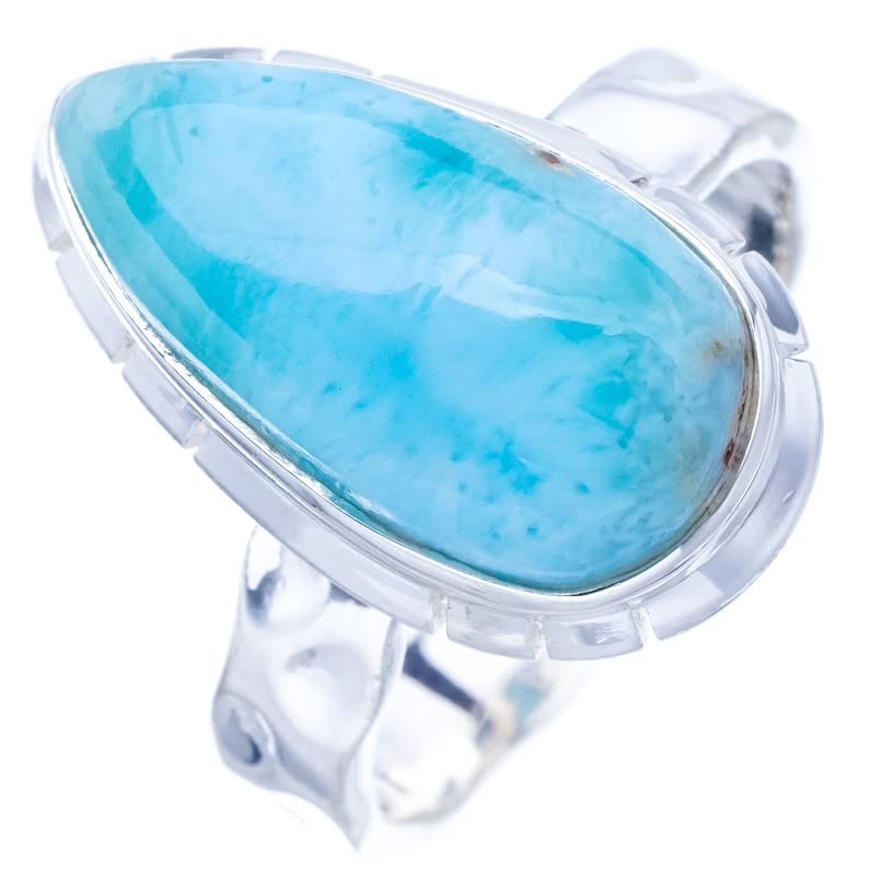 

StarGems® Natural Larimar Handmade 925 Sterling Silver Ring 7 F0860