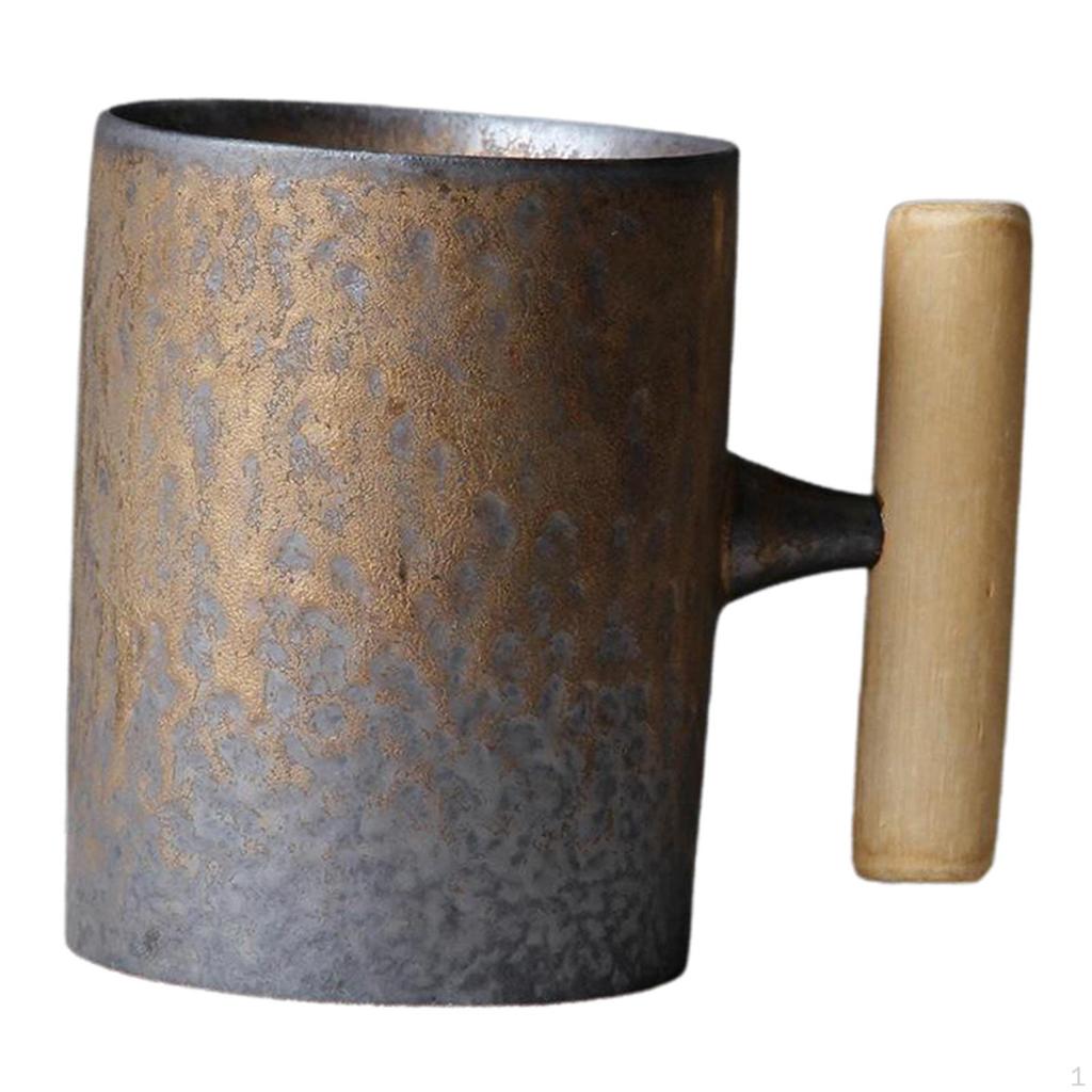 Keramik-Kaffeetasse Rustikaler Effekt mit Holzgriff,