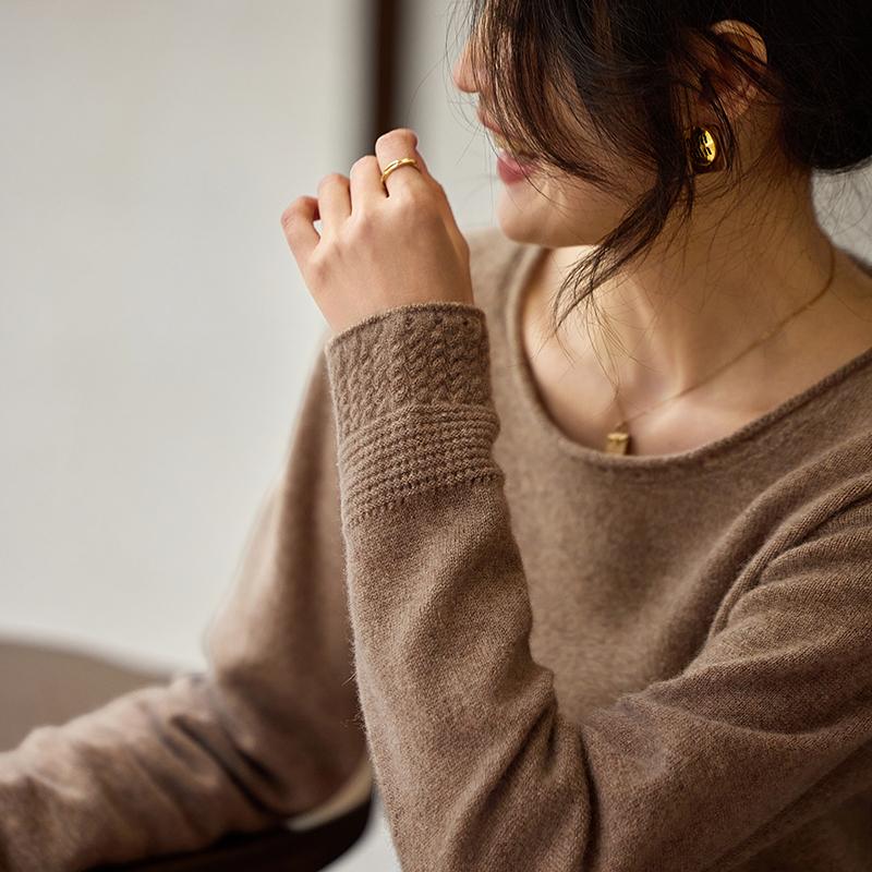 Women's Cashmere Sweater Qinghe Cashmere 30% Cashmere 70% Wool Autumn and Winter Pullover Warm and Fashionable