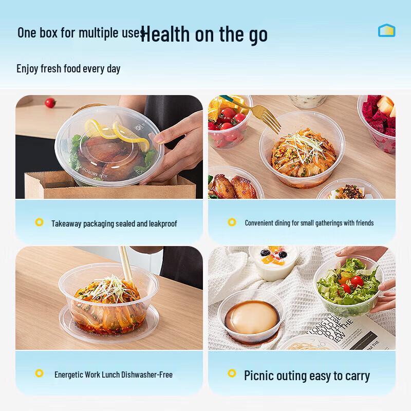 Temaiju Disposable Round Food Containers with Lids