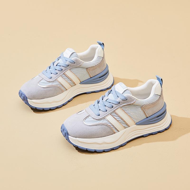 Nové dámské tenisky, módní sportovní jednobarevné boty se silnou podrážkou