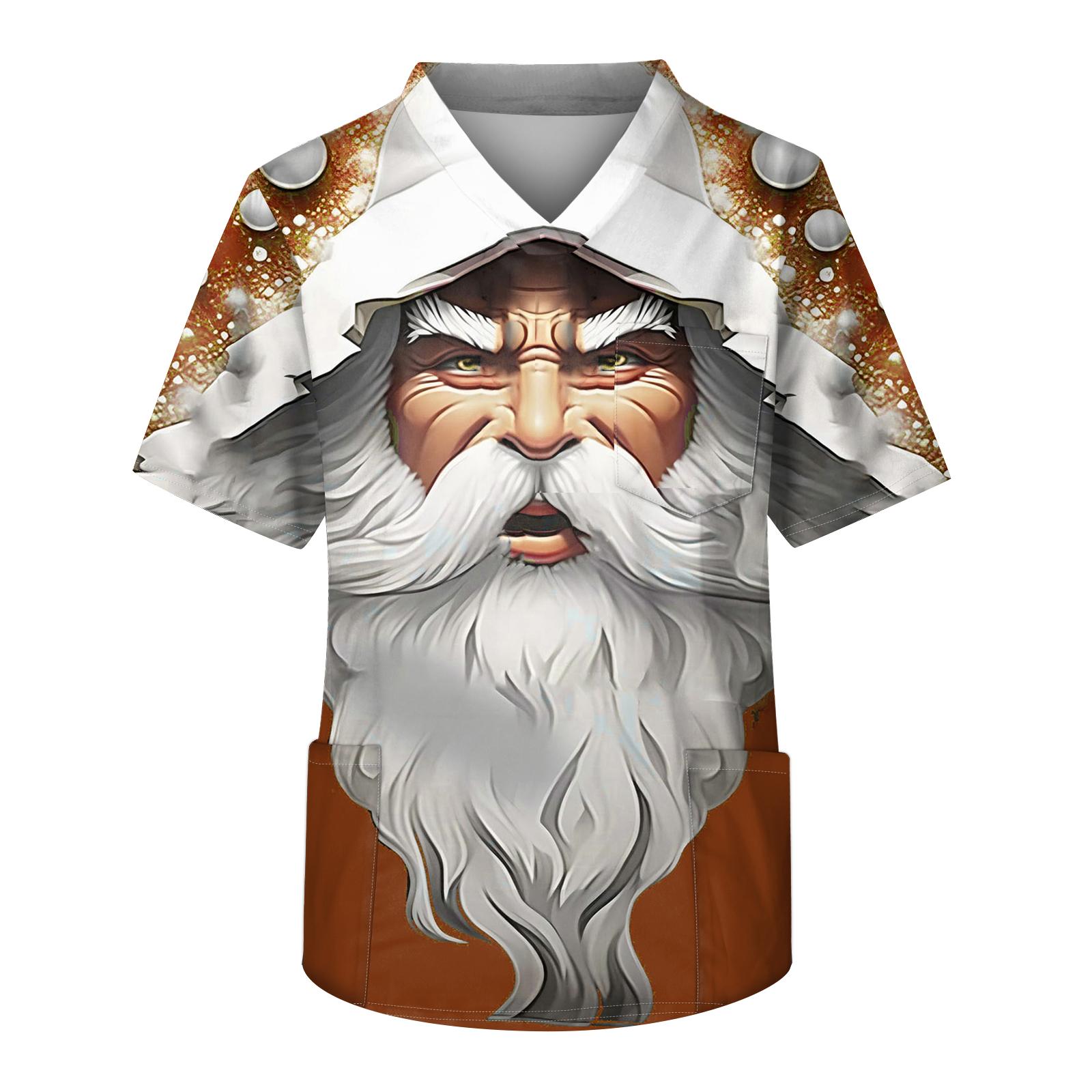 

Мужская рабочая блузка с короткими рукавами и v-образным вырезом с принтом, топ с нагрудным карманом L