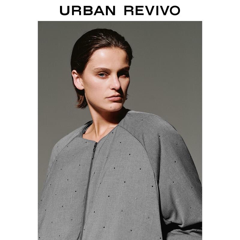 UR Women's Casual Cold Grey Double Zipper Down Jacket