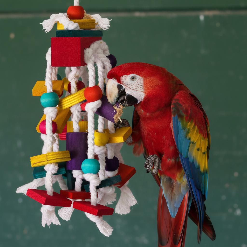 Multicolored Natural Wooden Blocks Chewing Toys Natural Wood Bird Toys for Medium and Large-Sized Macaws African Greys