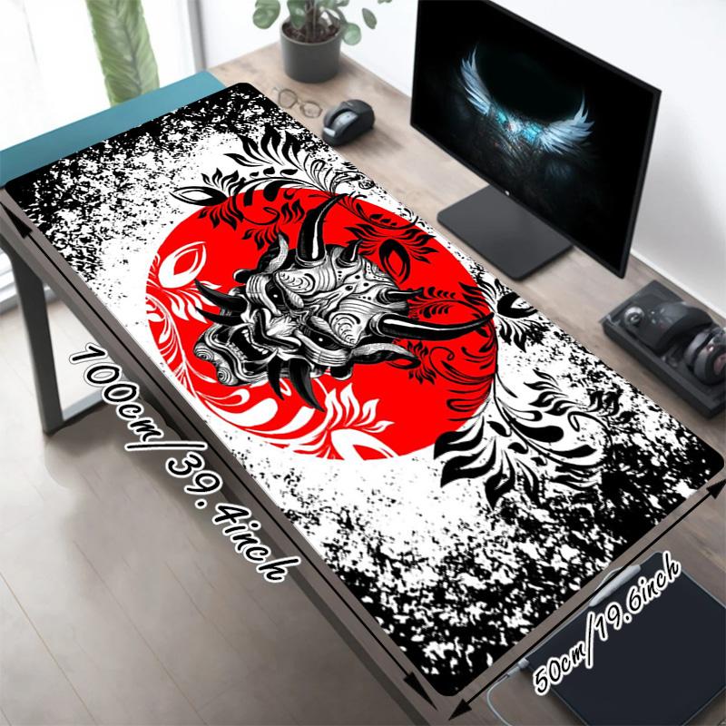 Japanese Demon Xl Gaming Mouse Pad Nonslip Rubber Base Stitched Edge Waterproof Desk Mat For Pc Laptop Gamer Office Computer Accessories C929100