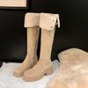 New spot grape mother of the same 2025 winter lamb wool thick heel medium and high boots over the knee boots women's autumn