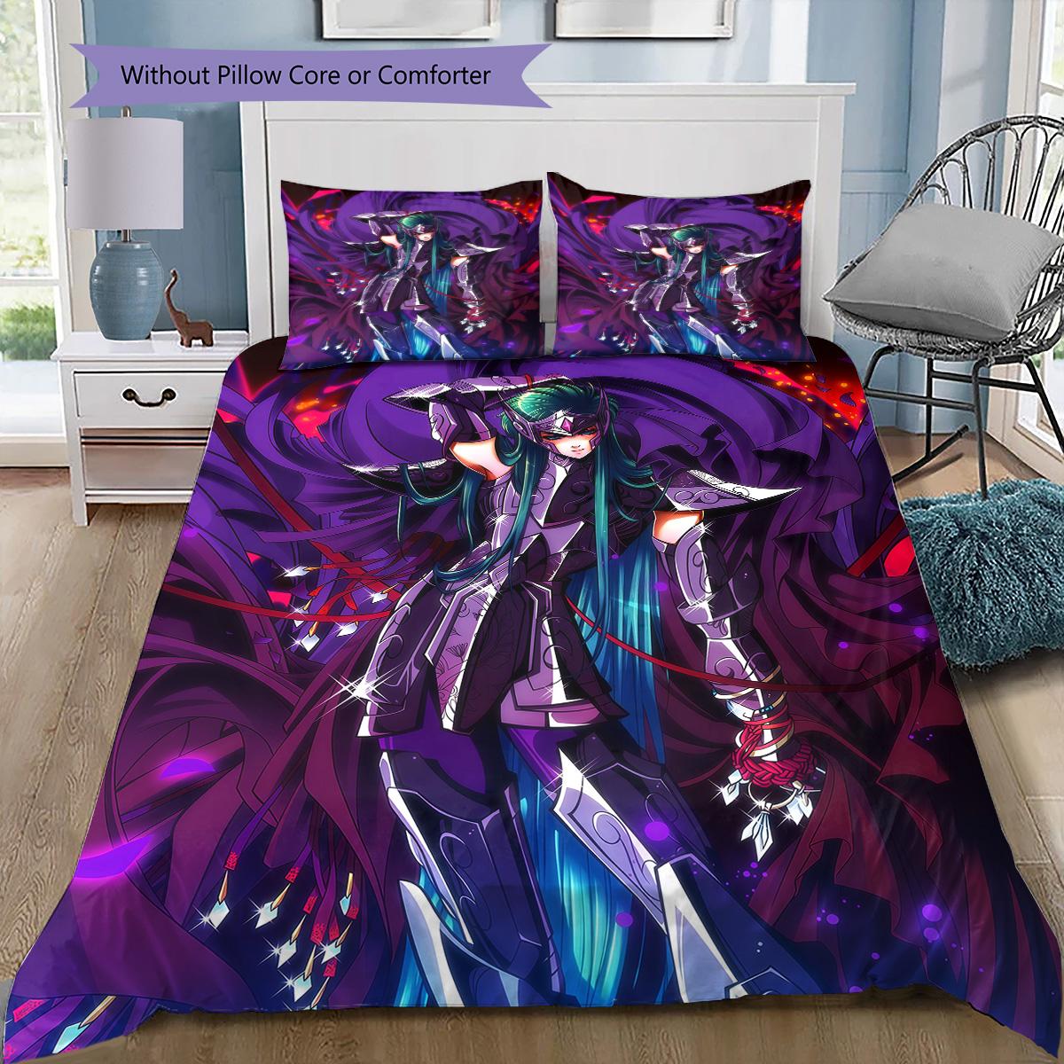

Saint Seiya Golden Saints Bedding Set, 1 Duvet Cover & 2 Pillowcases, Suitable for Bedroom, Ideal Gift for Anime Fans 135x200cm