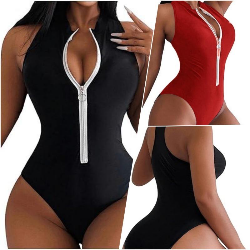 Women S One Piece Bikini Swimsuit Front Zipper Fashion Swimwear