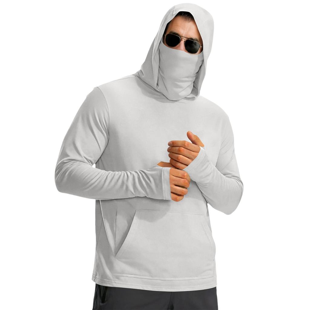 Men's Sun Hoodie Shirts 0+ Guard Long Sleeve Fishing Shirt For Men Swim Hiking Boating
