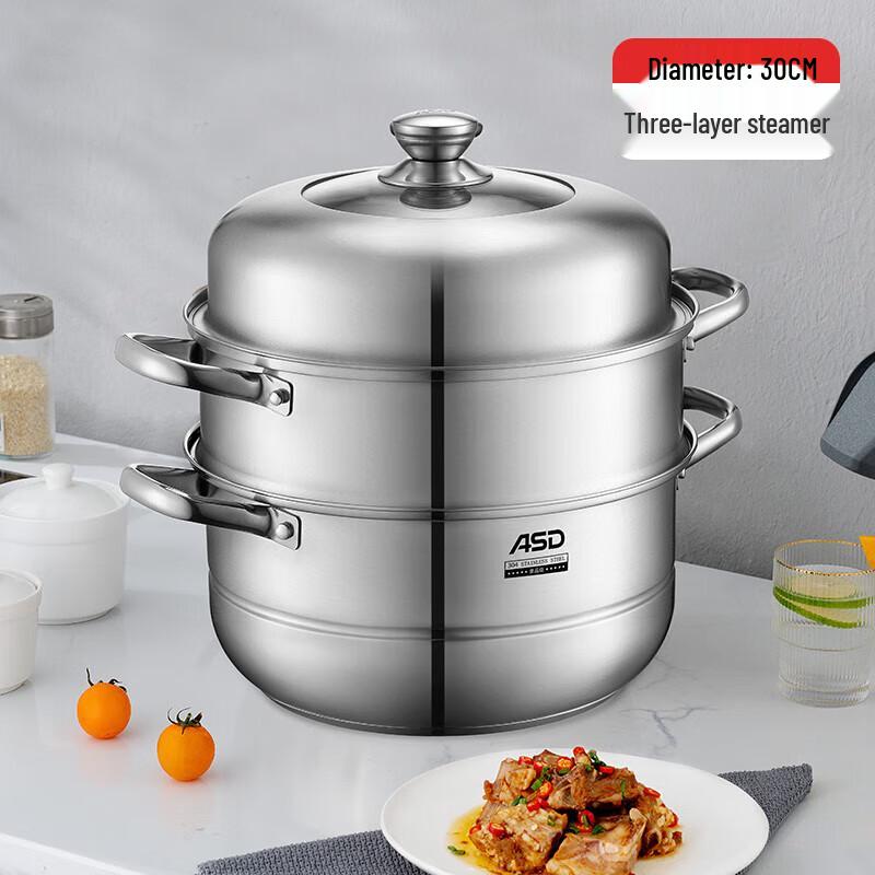 ASD 30CM 304 Stainless Steel Steamer Pot
