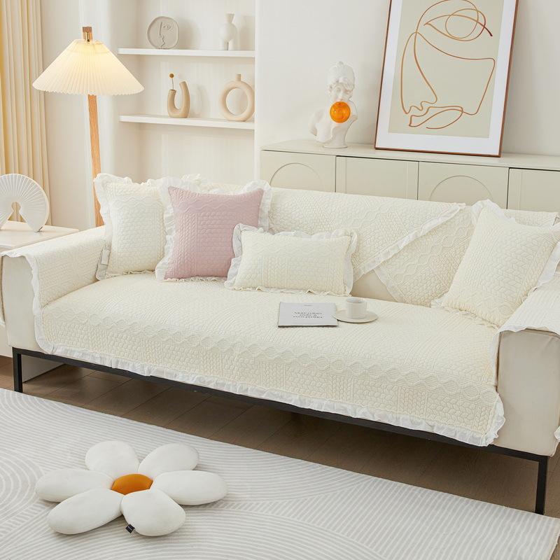

Pure Cotton Sofa Cushion, Universal In All Seasons, Non-Slip, Cotton Summer Korean Cream Wind Seat Cushion Cover, Simple And Modern 70*70cm