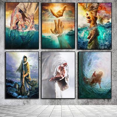 Vintage Jesus Christus, die Hand Gottes, Leinwandgemälde, Poster und Druck, katholische christliche Wandkunst für Wohnzimmer, Heimdekoration
