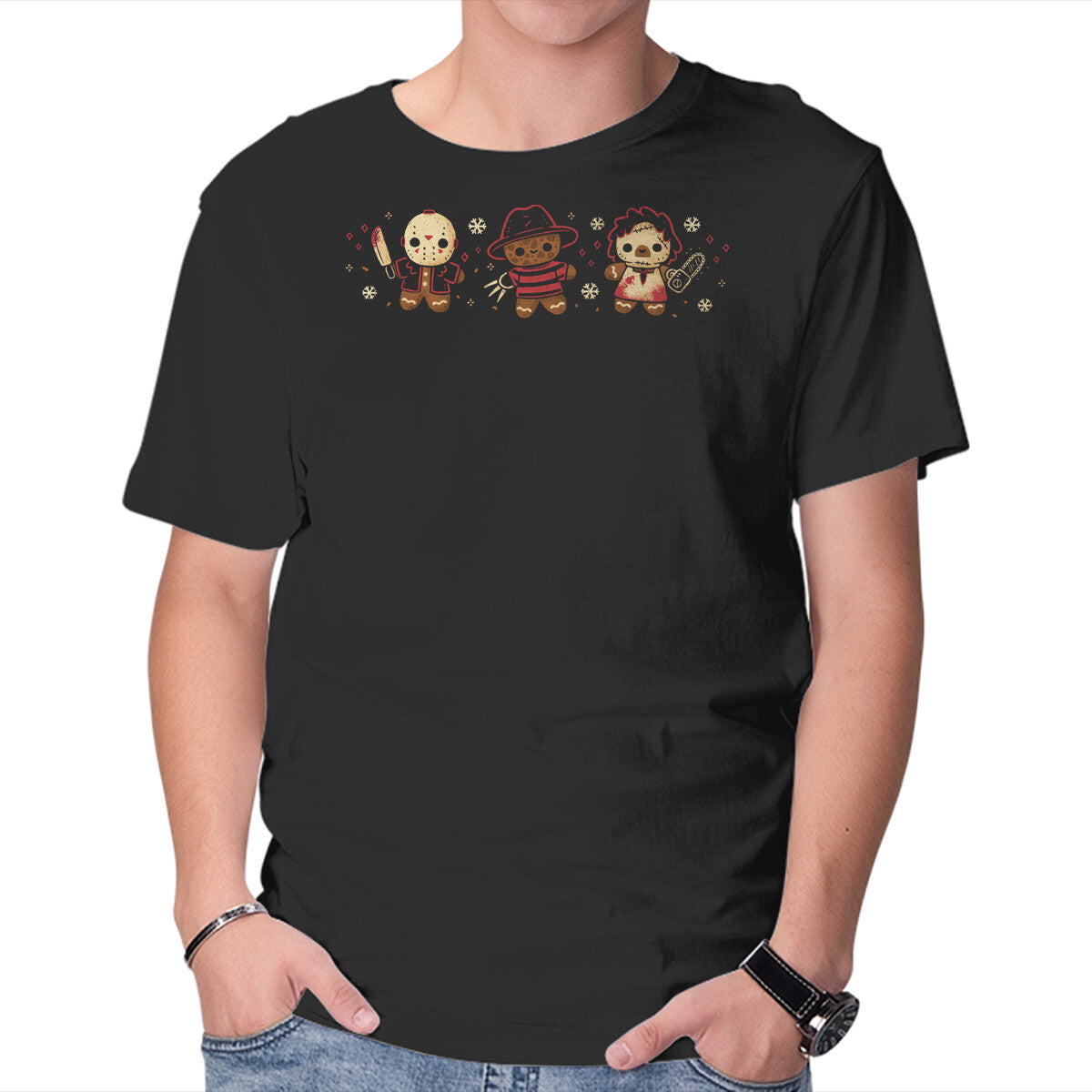Unisex Crew Neck T-Shirt Cute Gingerbread Killers Graphic Short Sleeve Casual Tee XL