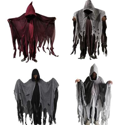 2025 Halloween Ghost Dementors Sorceress Cosplay Costume Gothic Zombie Tattered Hooded Capes Day Of The Dead Party Props Cloaks