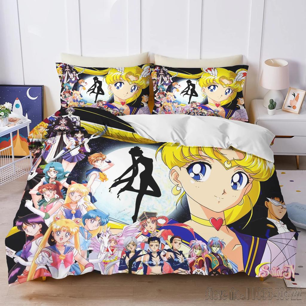 Anime S-Sailor Moon Home Love Child Duvet Cover Set HD Comforter Cover Bedclothes for Kids Bedding Sets Bedroom Decor