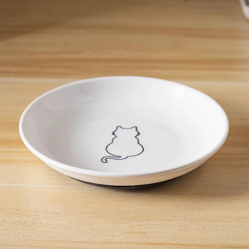 

Ceramic Pet Kitten Food Bowl Canned Snacks Dinner Plate Small Anti-slip Cat Plate Household Accessories Creative Pet Food Bowl