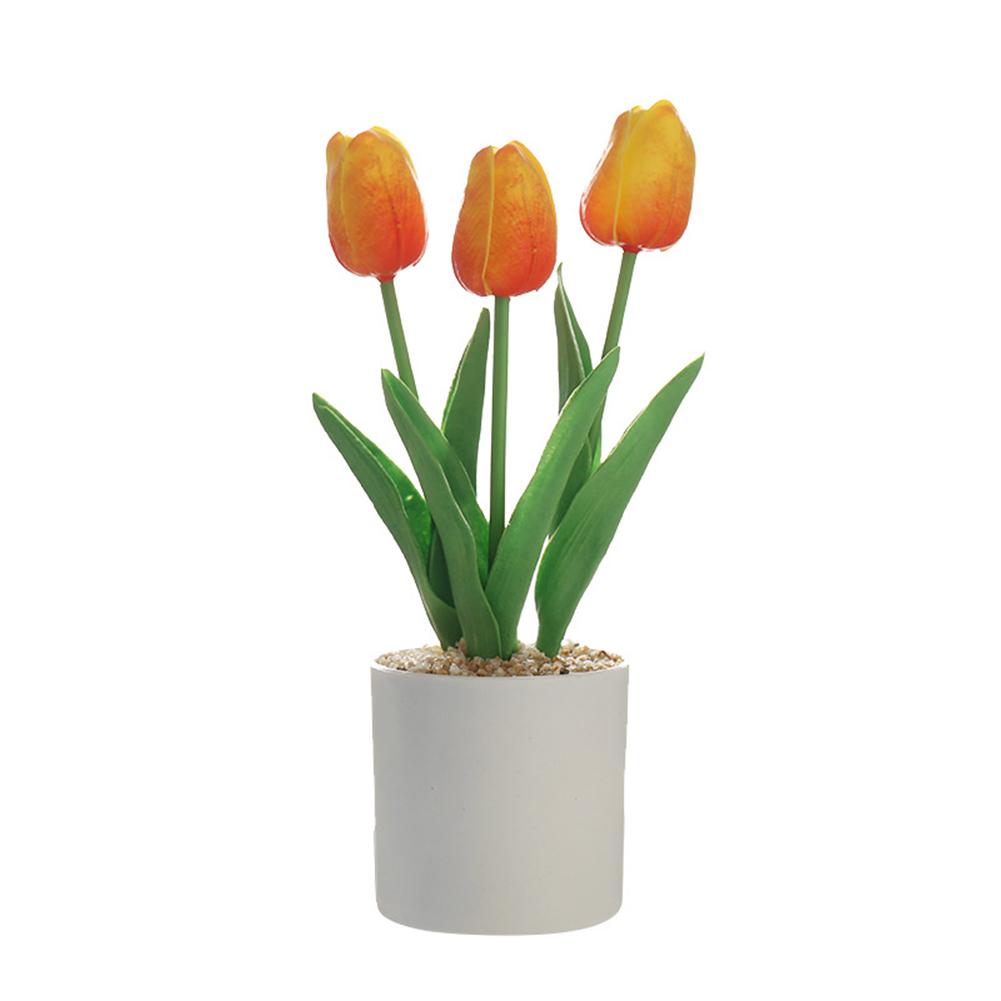 Artificial Tulip Flower Bonsai Ornaments Simulation Fake Potted Bouquet For Home Office Room Desk Decor