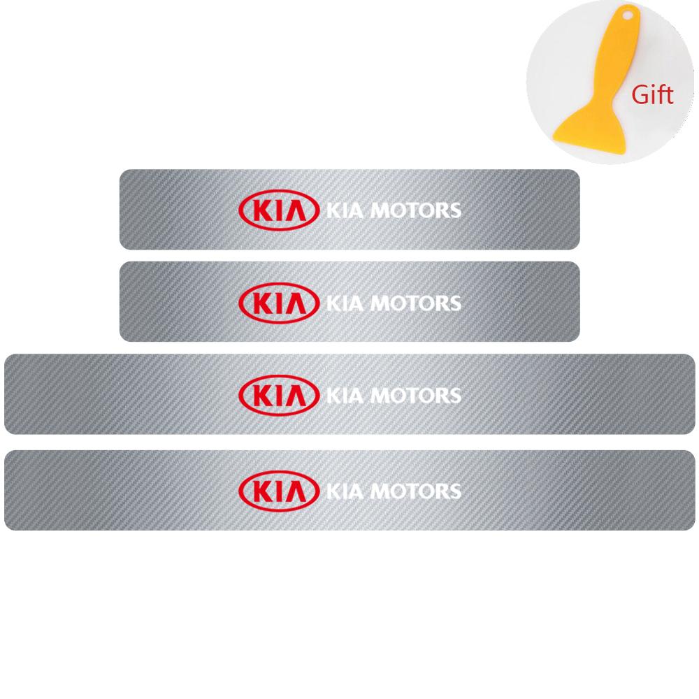 AANT1 4Pcs Carbon FiberCar Door Threshold Sticker Decal For KIA Sorento Optima Carnival K6 Sportage 3 4 Picanto KX1 RIO pv5 ev6 ev5 K3