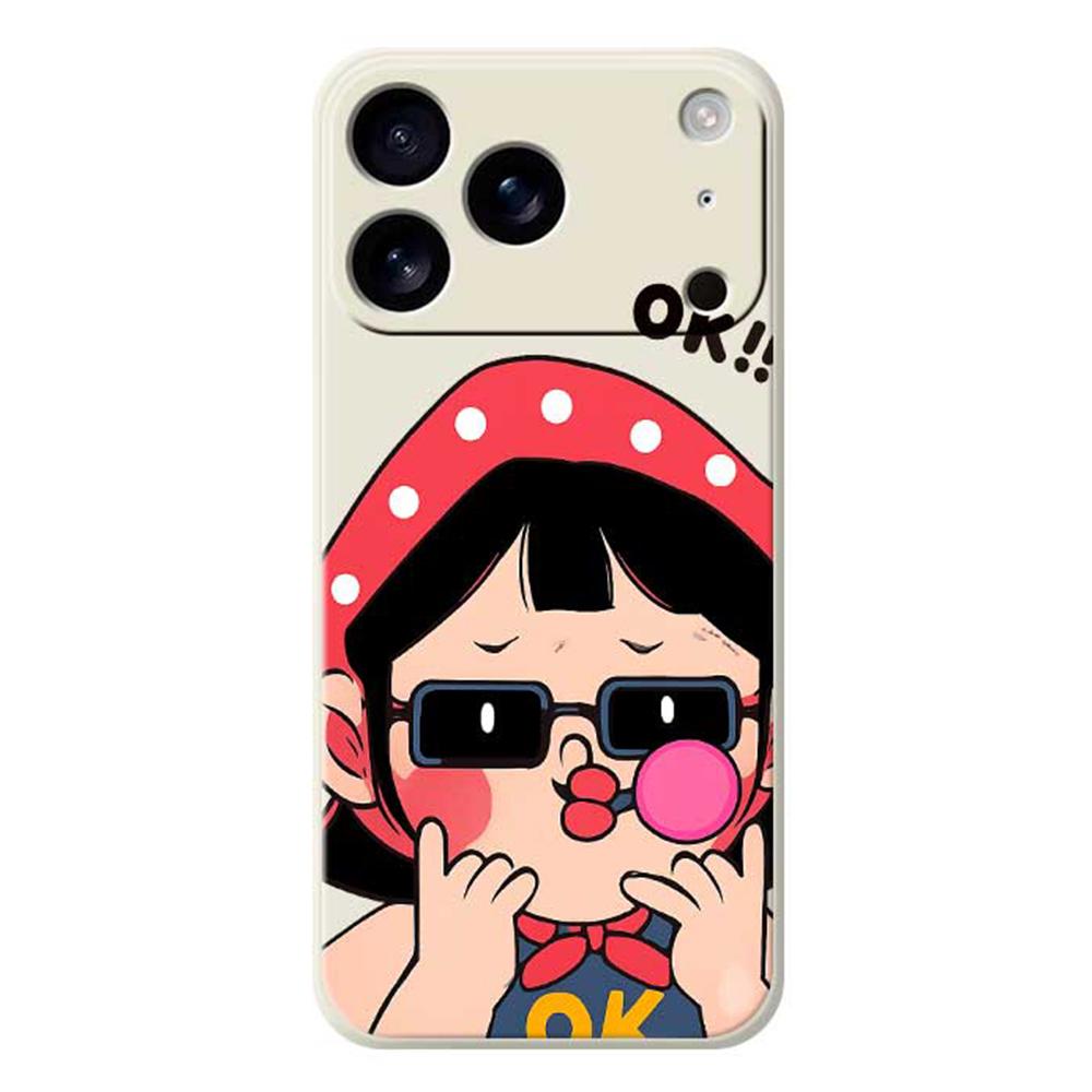 For iPhone 17 Pro Max Case Cute Kid Pattern Printing Straight Edge TPU Phone Back Cover
