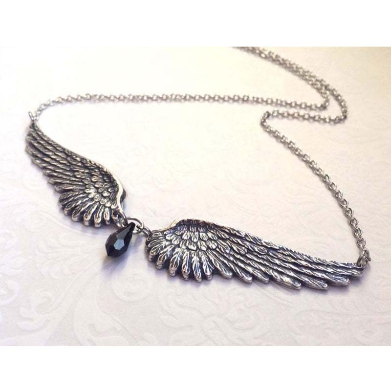 Fashion Angel Wings Pendant Necklace Aesthetic Punk Jewelry Thick Chain Necklaces for Women Men Teen Girls Party Decor