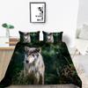 Hot Salg Dynetrekksett 2/3 stk Sengedrakt Wolf Printing Dynetrekksett Grønn soveromsdekorasjon