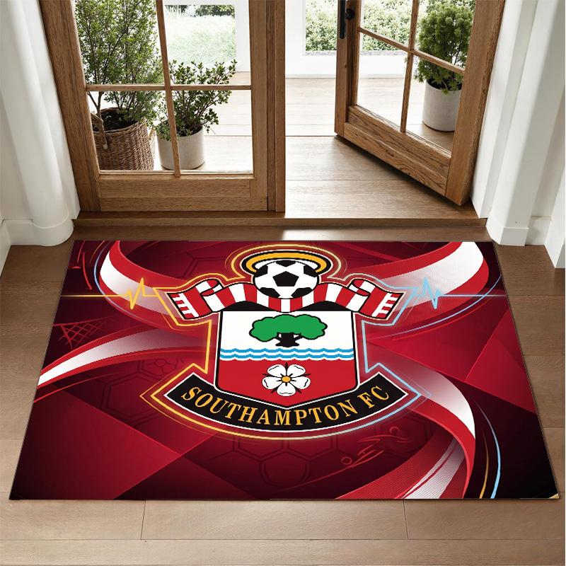 Southampton Football Design Crystal Velvet Rug Soft Decorative Mat for Bedroom Entrance