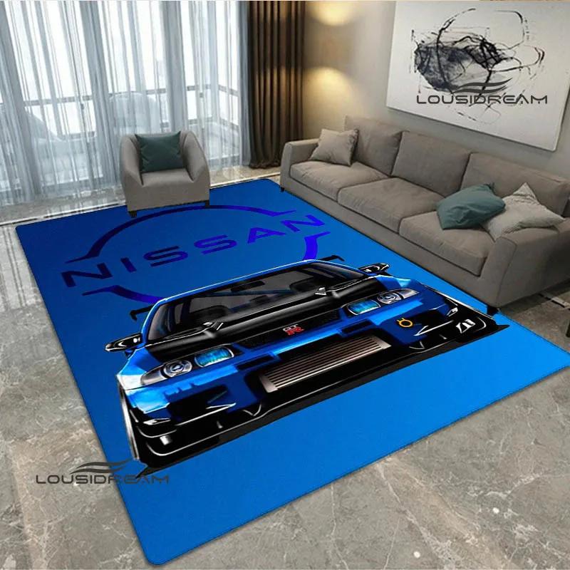 JDMs GTR Flag Car Pattern Carpet Decoration Room Home Outdoor Decor Racing Rug Non Slip Washable Game Style Floor Mat