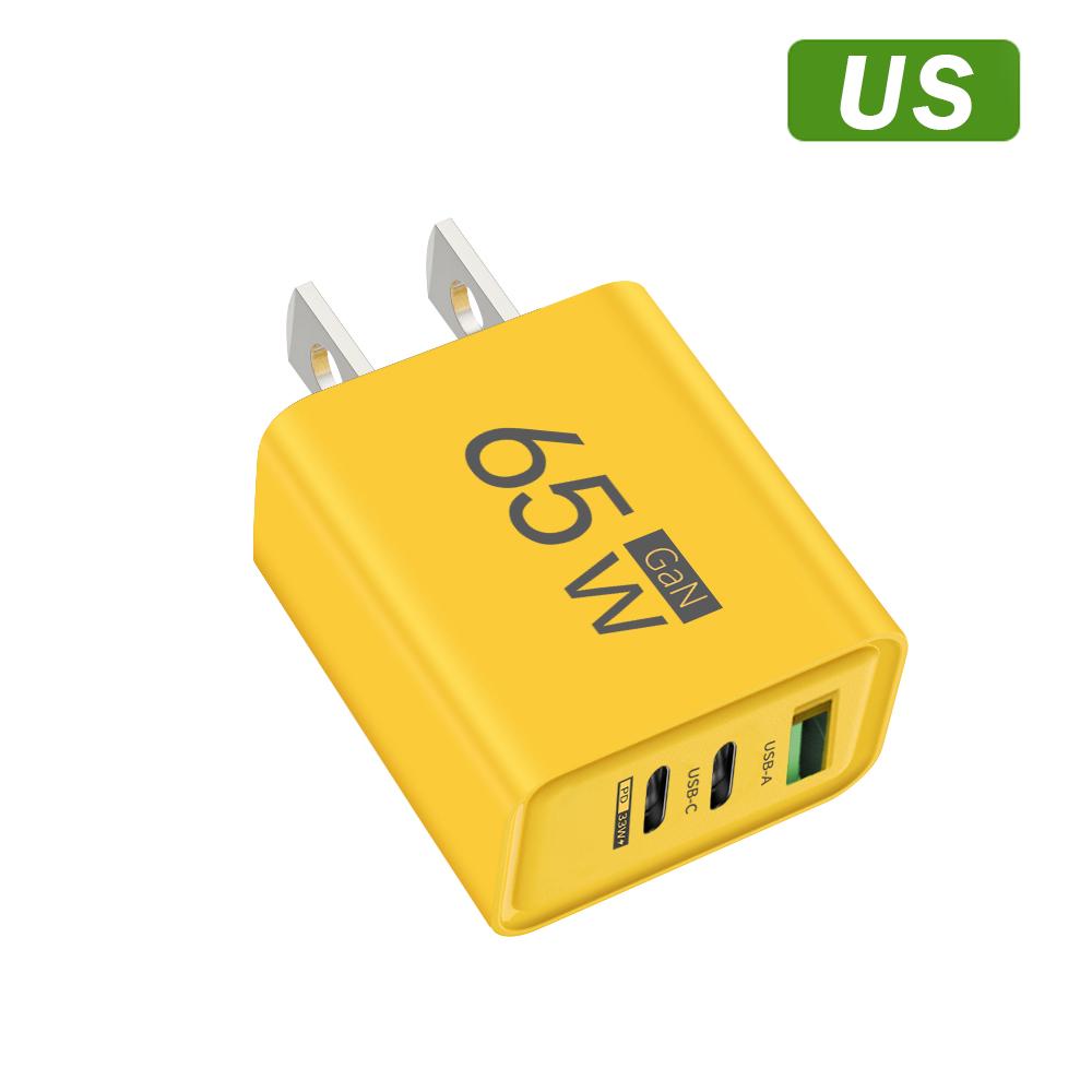 Gesamt 65W GaN Ladegerät USB PD Typ C Schnellladung 3 Anschlüsse Handy-Adapter QC3.0 Für iPhone Pro Max Samsung Galaxy Xiaomi