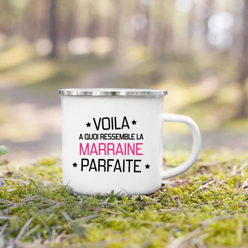 Marraine Request Cups Would You Be My Godmother French Print Enamel Mugs Drink Milk Coffee Cup Camping Mug Best Gift Fo Marraine
