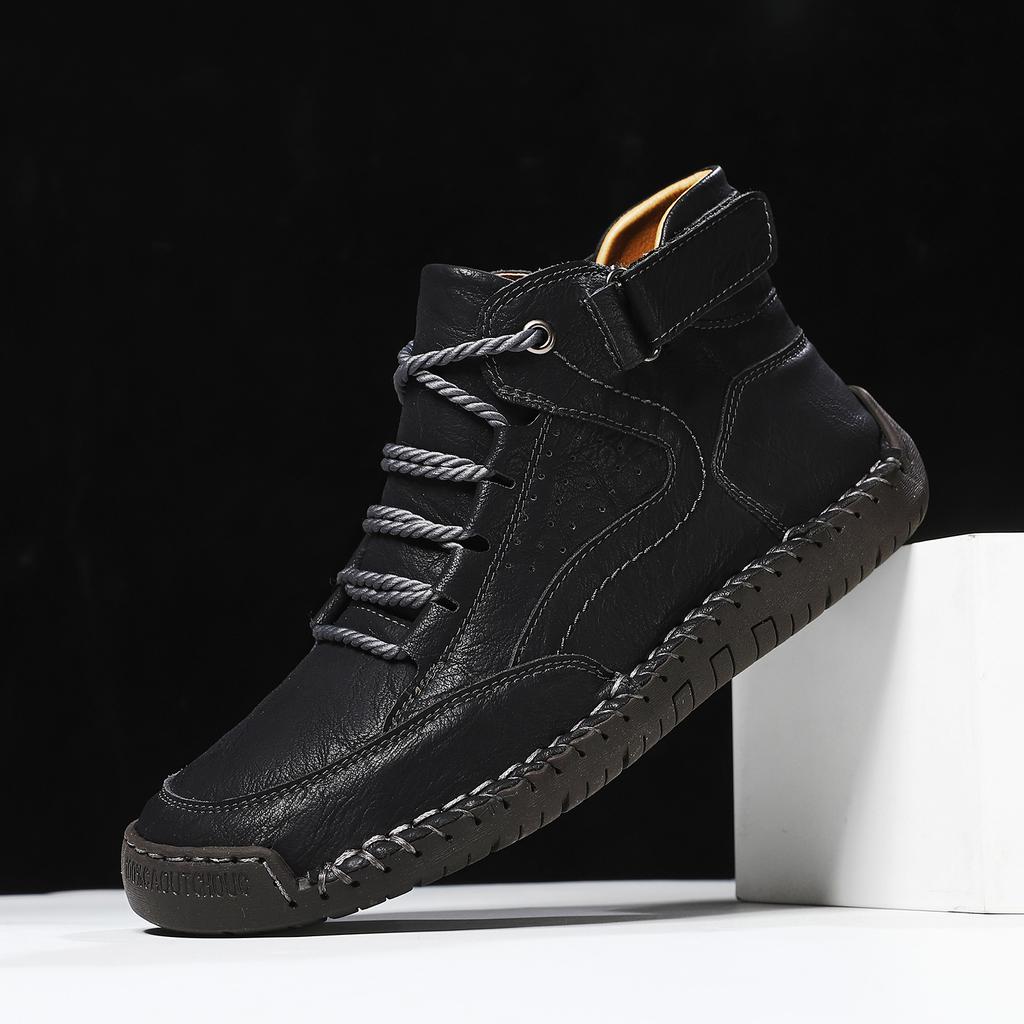 Large Size Men's Shoes Outdoor Casual Shoes Flat Stitched Leather Shoes High Top Large Size Shoes Martin Boots