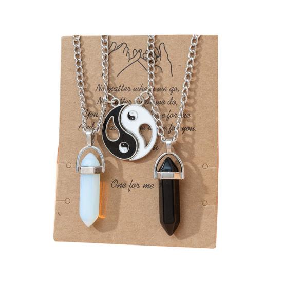 2Pcs Versatile Fine Crafts Simple Adjustable Magnet Attracting Hexagonal Stone Charm Necklaces Lover