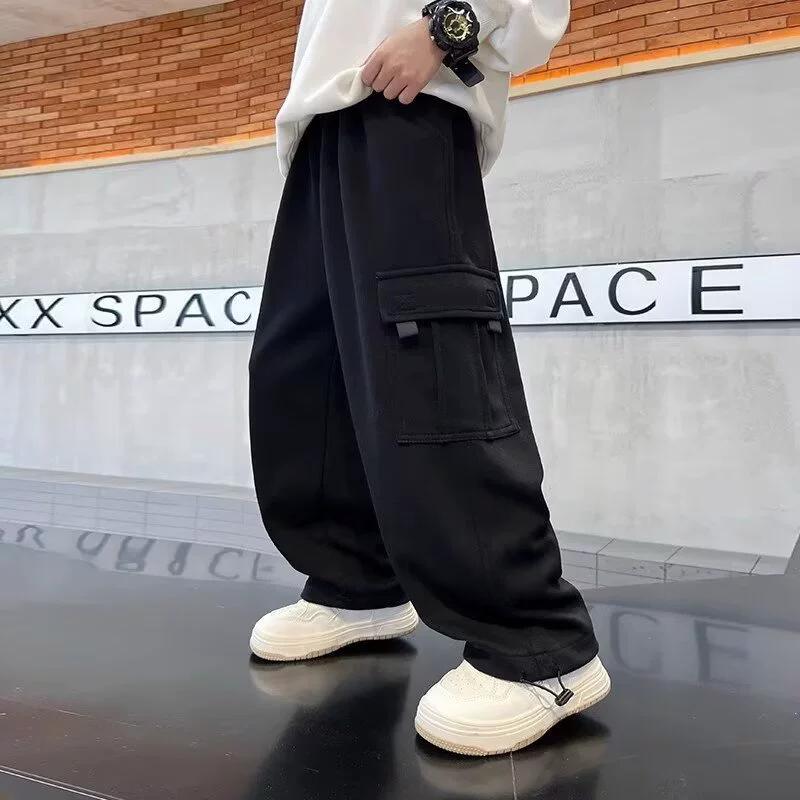 Spring Sweatpants Boys Casual Pants Autumn New Fashion Trousers Kids Loose Solid Work Trousers Children's Clothing 5-14 Years