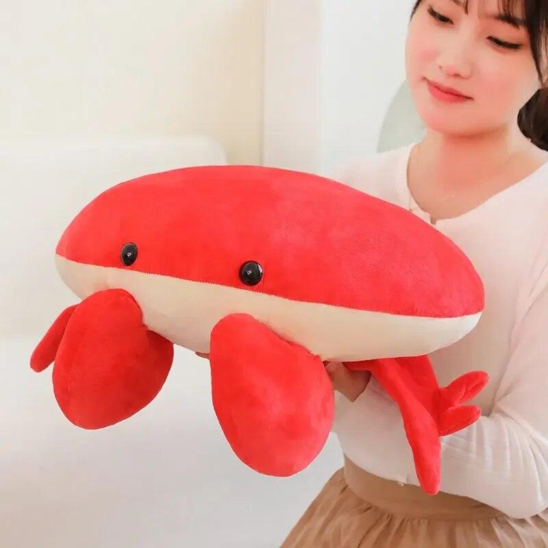Pernă de corp cu pluș de crab super moale de 50 cm, pernă reală, crab, jucărie marine umplută, crab roșu, pufos, pernă de pluș, cadouri decorative