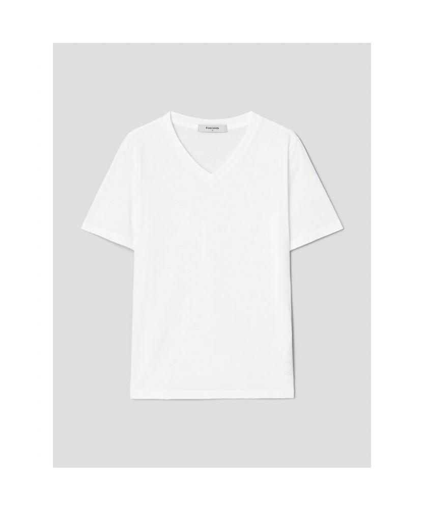 8SECONDS Basic V-Neck Short Sleeve T-Shirt White