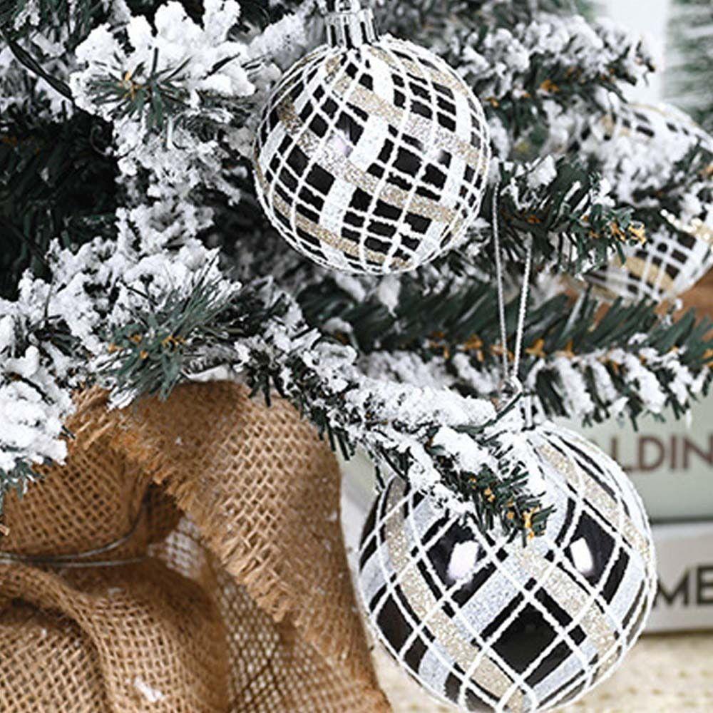 6pcs 6/8cm Painted Christmas Balls Pendant Retro Shiny Xmas Tree Ornaments Reusable Shatterproof Electroplated Hanging Balls