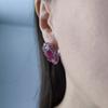 Серебряные серьги с натуральным рубином 14.72ct, фианитами (2205265)