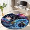 Classic Japanese-style Cartoon Demon Slayer Round Rug, Home Soft Decorative Anti-slip Yoga Mat and Chair Mat, Outdoor Floor Mat Carpet K27