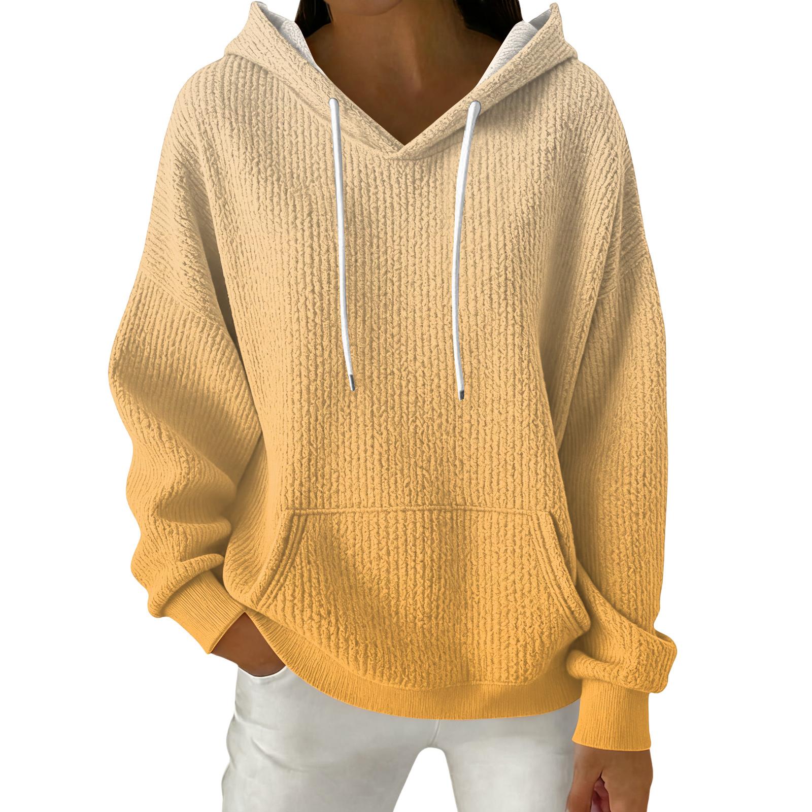 

Женский модный повседневный пуловер с градиентным принтом, толстовка с длинным рукавом и капюшоном XL жёлтый