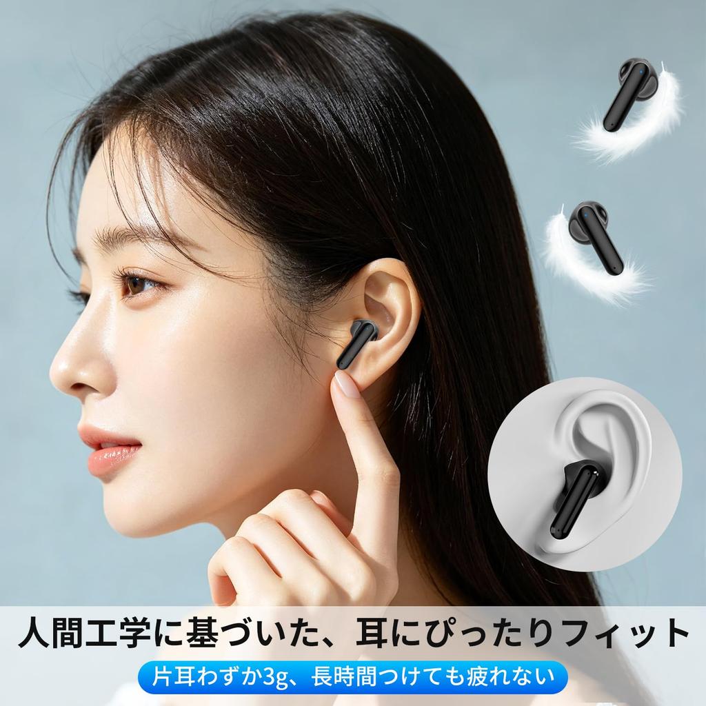 [Bluetooth 6.0 & AI Call Noise Cancellation] Bluetooth Earphones, Wireless Earbuds, 24-Hour Playback, LED Digital Battery Level Indicator, Smart