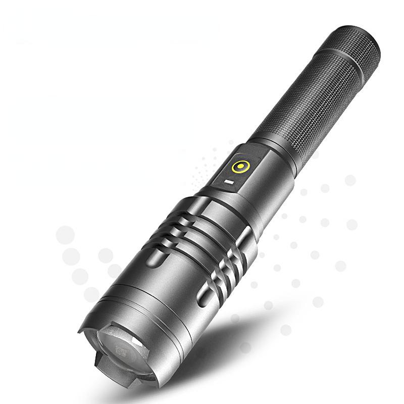 

P50 Мощный фонарик из алюминиевого сплава USB аккумуляторный фонарик Zoom Мощный фонарик чёрный