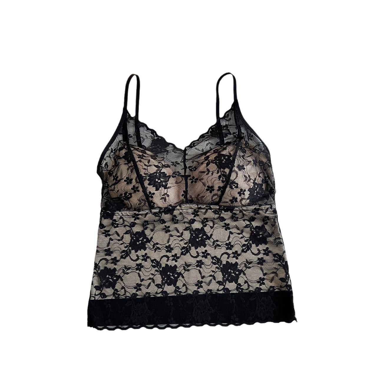 Lace V-Neck Cami With Built-In Bra L чёрный
