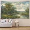 Rural Scenery Oil Painting Wall Tapestry, Retro Oil Painting, Suitable for Aesthetic Wall Decoration In Bedrooms, Living Rooms